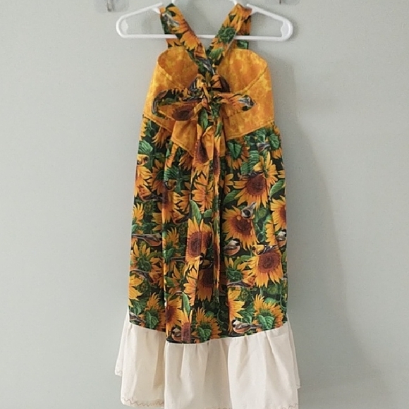 Sunflower Print Sundress with Cream Ruffle - Picture 2 of 3